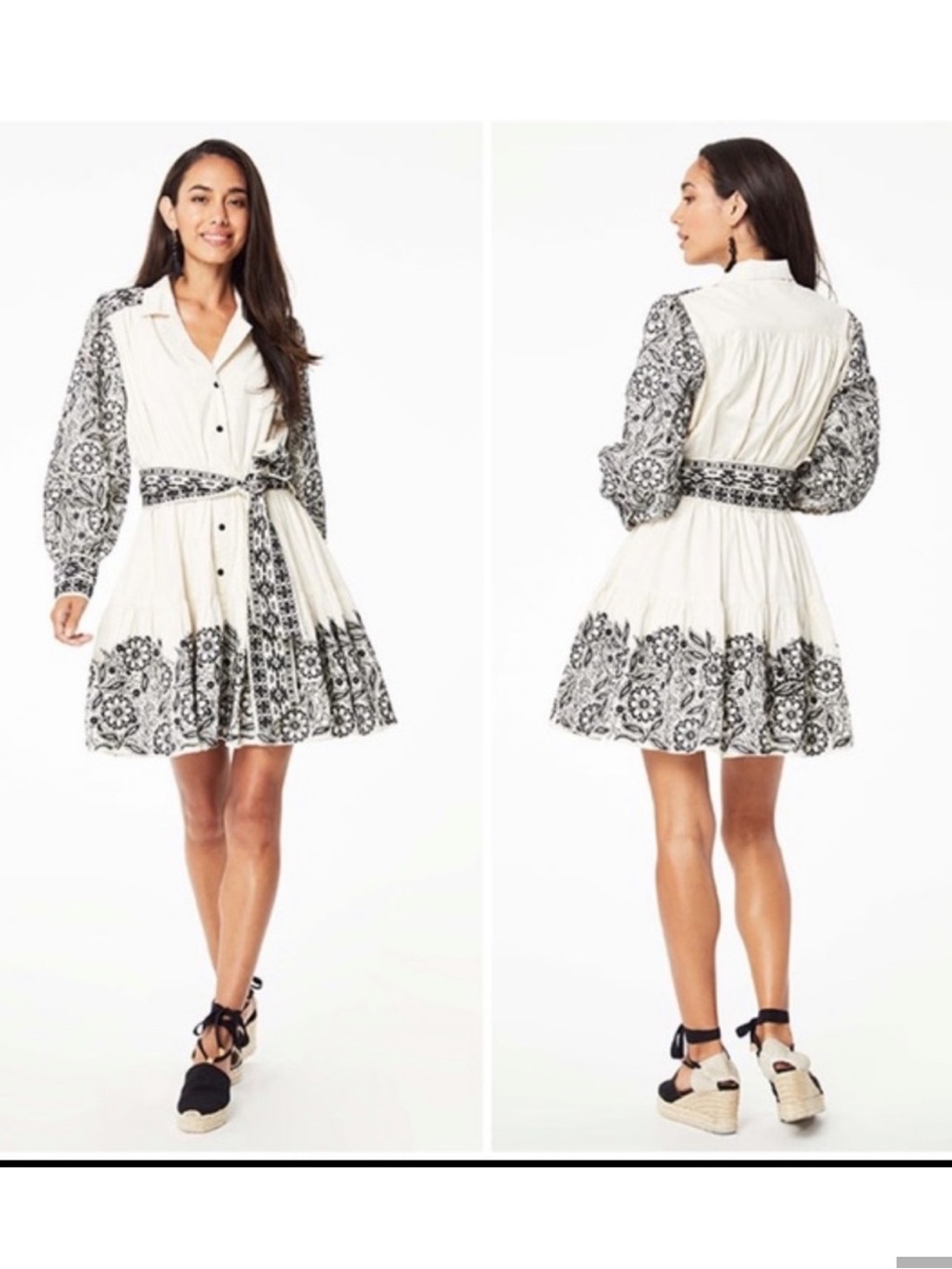 Roller Rabbit Cream Dress with Black Floral Print